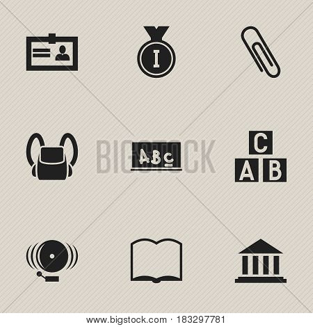 Set Of 9 Editable University Icons. Includes Symbols Such As Certification, Museum, Schoolbag And More. Can Be Used For Web, Mobile, UI And Infographic Design.