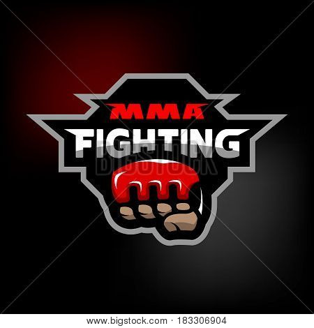 MMA fighting. Mixed martial arts logo on dark background.