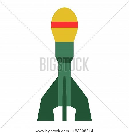 Missile rocket icon in flat style isolated on white background. Cartoon missile vector illustration.