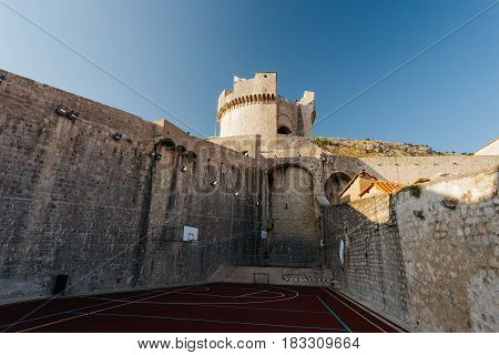 Minceta Tower in the fortress in the old part of the city of Dubrovnik, Croatia.