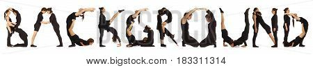 Black Dressed People Forming Word Background