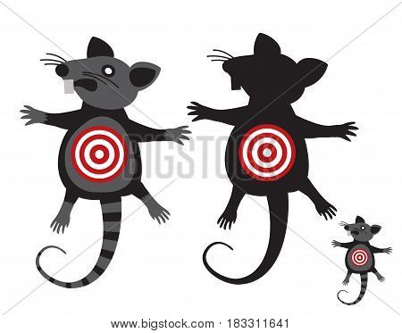 Rat goal. Concept Anti rodent symbol. illustration signs isolated on a white background.