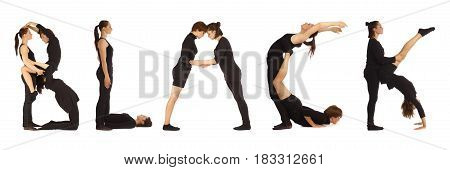 Black Dressed People Forming Word Black