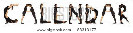 Black Dressed People Forming Word Calendar