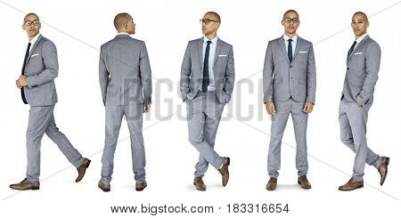 Businessman lifestyle gesture confidence profession standing on background