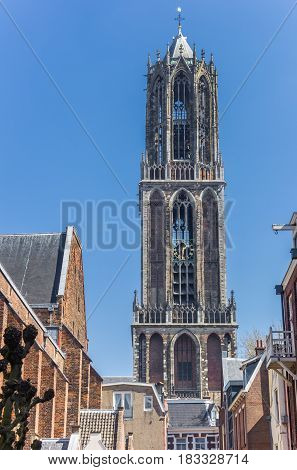 Church Tower Domtoren In The Historic Center Of Utrecht