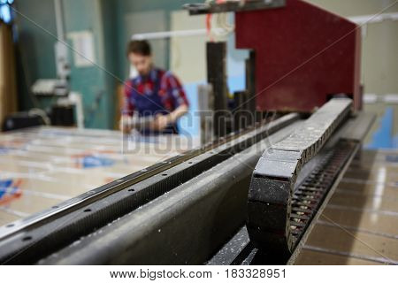 Moderm machine in workshop of technicians