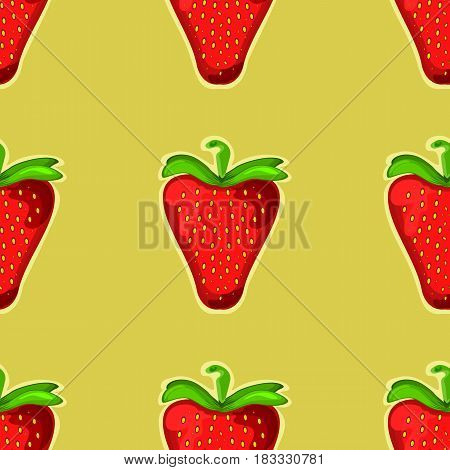 Strawberry seamless vector pattern. Can be used in web design, printed on fabric, pape. Background, element in a composition.