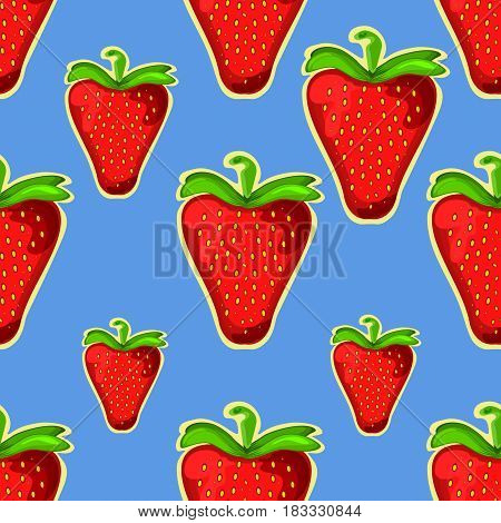 Strawberry seamless vector pattern. Can be used in web design, printed on fabric, pape. Background, element in a composition.