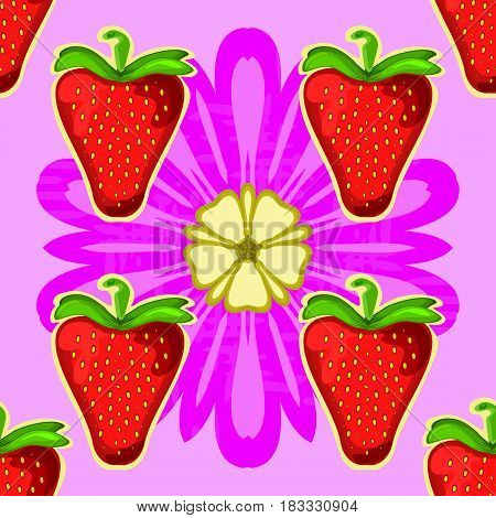 Strawberry seamless vector pattern. Can be used in web design, printed on fabric, pape. Background, element in a composition.