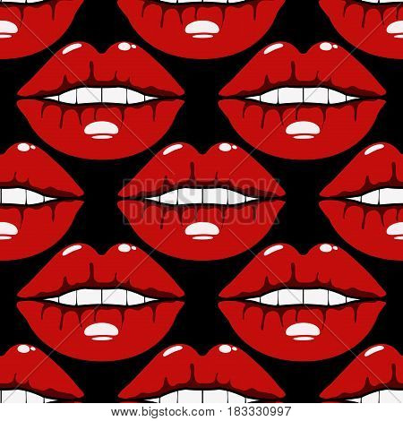 Vector seamless pattern blood lips sexy female
