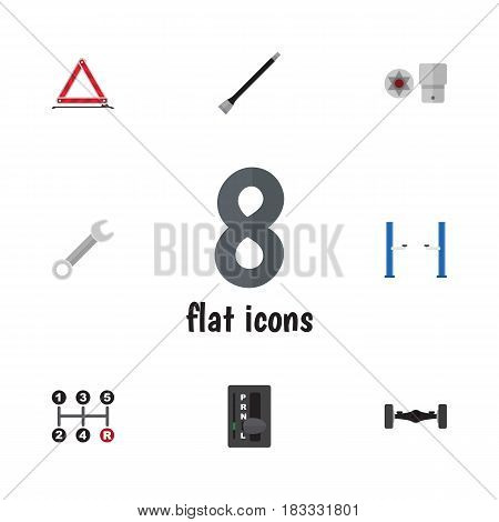 Flat Auto Set Of Pipeline, Warning, Carrying And Other Vector Objects. Also Includes Wrench, Axis, Jack Elements.