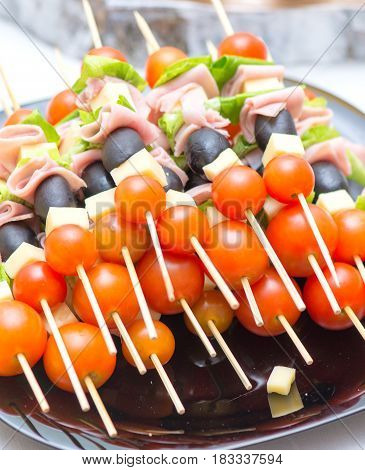 Appetizers Mix at wedding time. close details