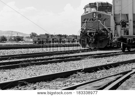 Engines On Tracks In Monochrome