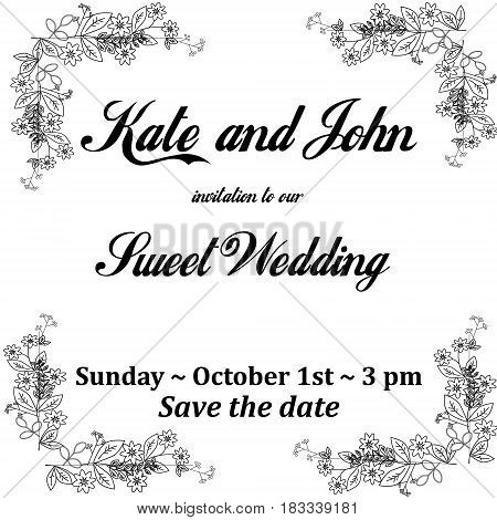 wedding invitation card with flowers, save the date