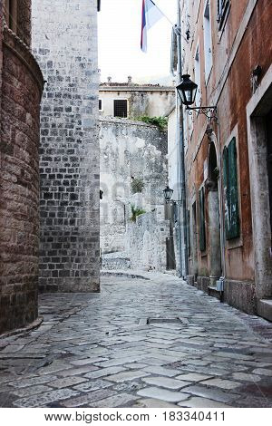 Old town, Budva. Montenegro. Old street in Budva