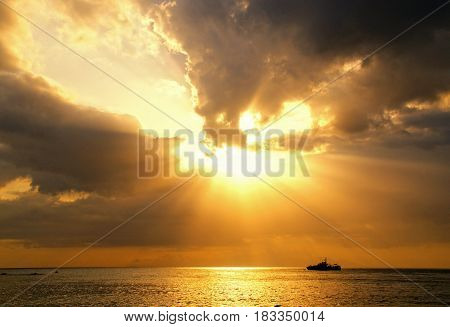 Exotic sunset at senggigi beach, Lombok, Indonesia