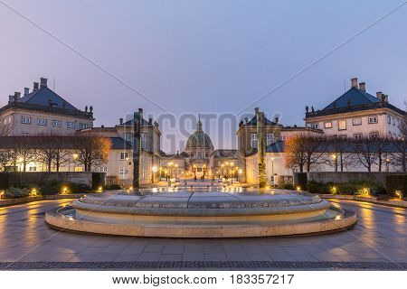 Amalienborg, royal danidh family resident, with town square in Copenhagen denmark