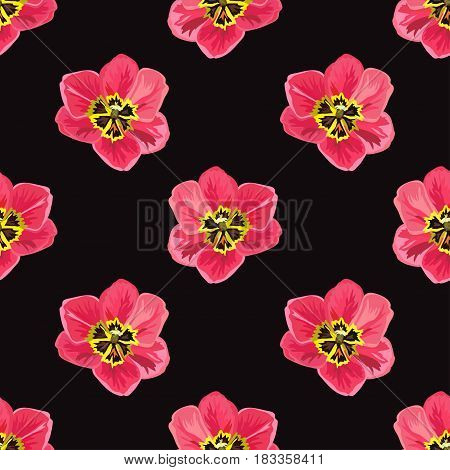 Elegant seamless pattern with decorative tulip flowers in watercolor style design elements. Floral pattern for wedding invitations cards scrapbooking print gift wrap manufacturing. Editable