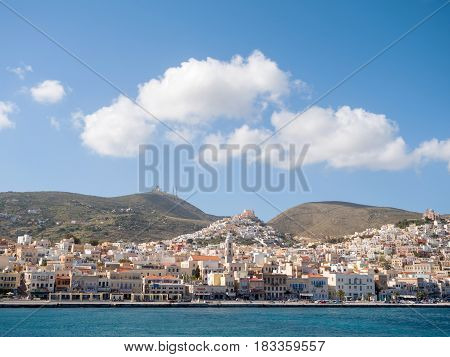 Syros Town In A Sunny Day