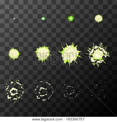 Sprite sheet for cartoon explosion, game effect animation of 12 frames