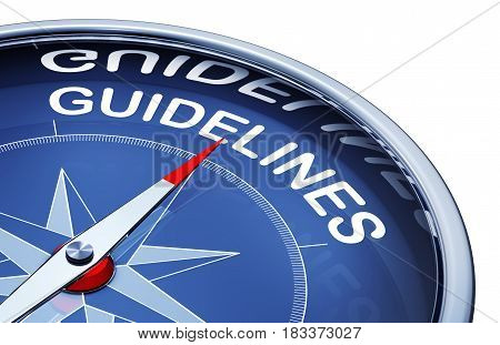 3D rendering of a compass with the word guidelines