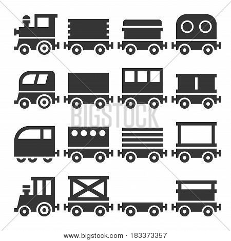 Train and Carriage Icons Set. Modern Vintage. Vector