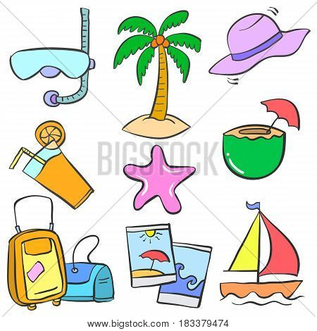 Collection stock summer holiday doodles vector art