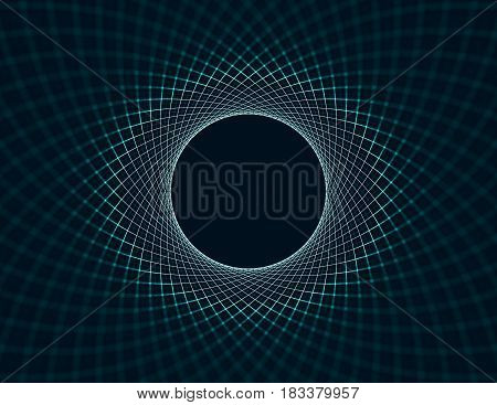 Spiral Mesh Vortex Abstract. Thin Lines Vortex on the Black. Abstract Backdrop.