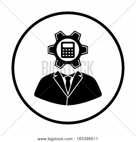 Analyst With Gear Hed And Calculator Inside Icon