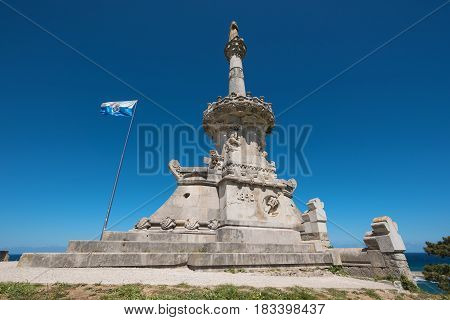Nineteenth Century Monument To Marques Of Comillas, Comillas, Cantabria, Spain.