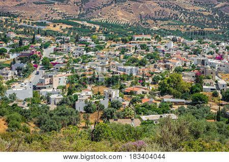 View into an old cultural city center of greek town