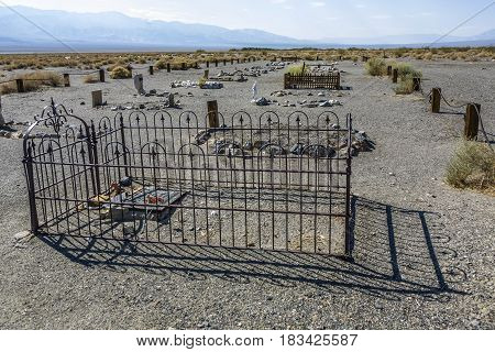 Old Cemetery Of Ghost Towm Ballarat Near The Death Valley