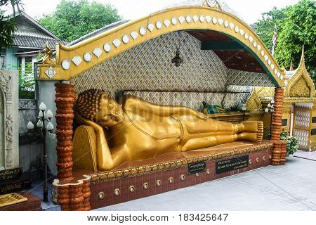 Lying Buddha In A Temple In Bangkok