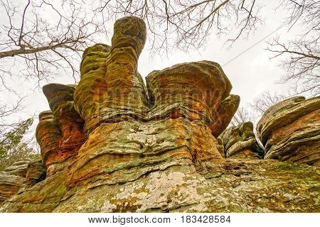 Colorful Anvil Rock in the Wilds of Garden of the Gods in Shawnee National Forest in Illinois