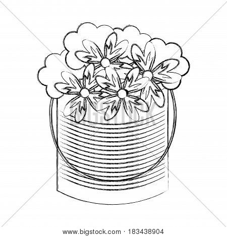 metal mason jar with flowers isolated icon vector illustration design