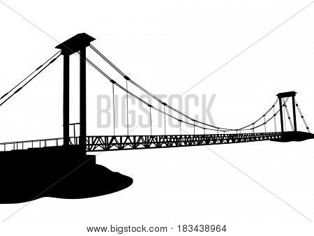 Modern metal bridge on a white background