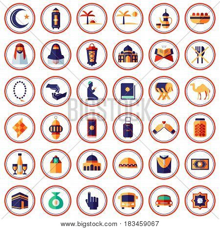 A vector illustration of Muslim and Islam Themed Icons