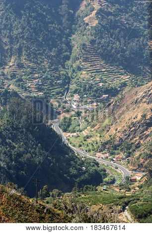 View to the south from the pass Boca da Encumeada in Madeira