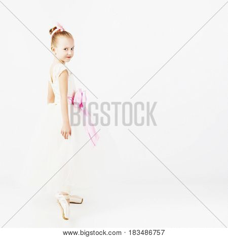 Beautiful Ballet Dancer Isolated On White Background.