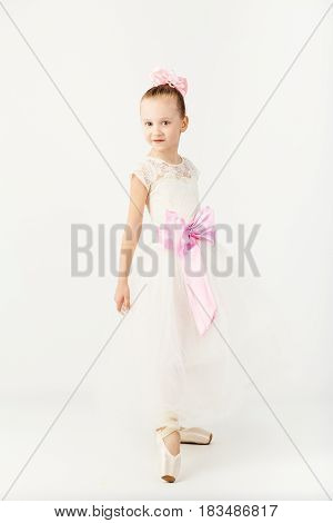 Beautiful Ballet Dancer Isolated On White Background.