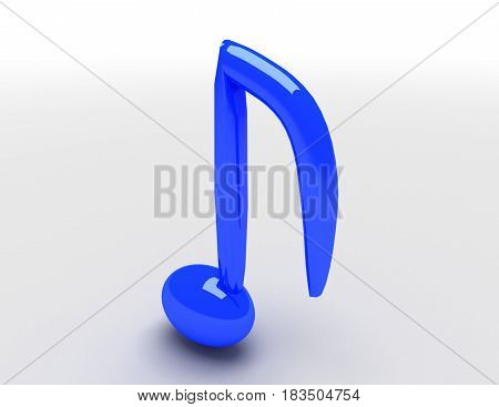 3D Illustration Of Red Music Note Isolated On White Background. Rendered Illustration