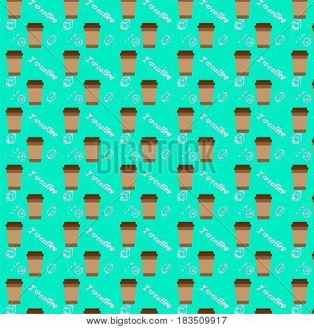 seamless pattern with sugar and coffee beans, vector