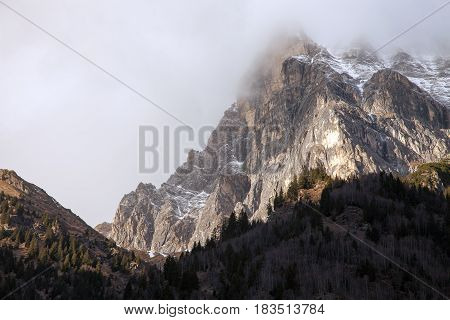 Beautiful mountain scenery from Fleres valley near Brenner Pass Italy