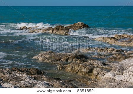 Adriatic sea surface summer wave background. Natural Conero water paradise