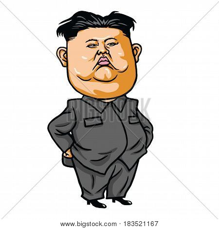 Kim Joung-un Cartoon Vector Illustration Portrait. April 26, 2017