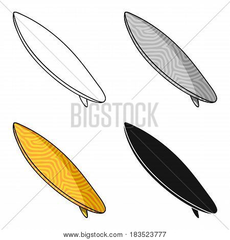 Surfboard icon in cartoon design isolated on white background. Surfing symbol stock vector illustration.