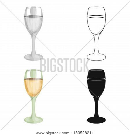 Glass of white wine icon in cartoon design isolated on white background. Wine production symbol stock vector illustration.