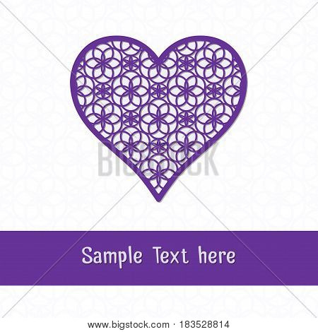 Paper cutting card. Decorative Openwork Heart. Can be used for laser or plotter cutting