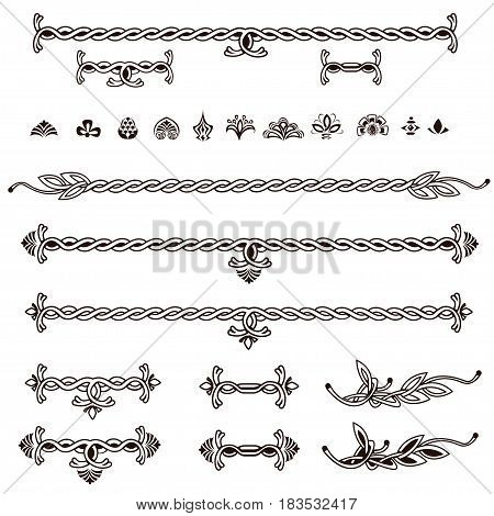 Vintage page decoration. Ropes and design elements vector set.